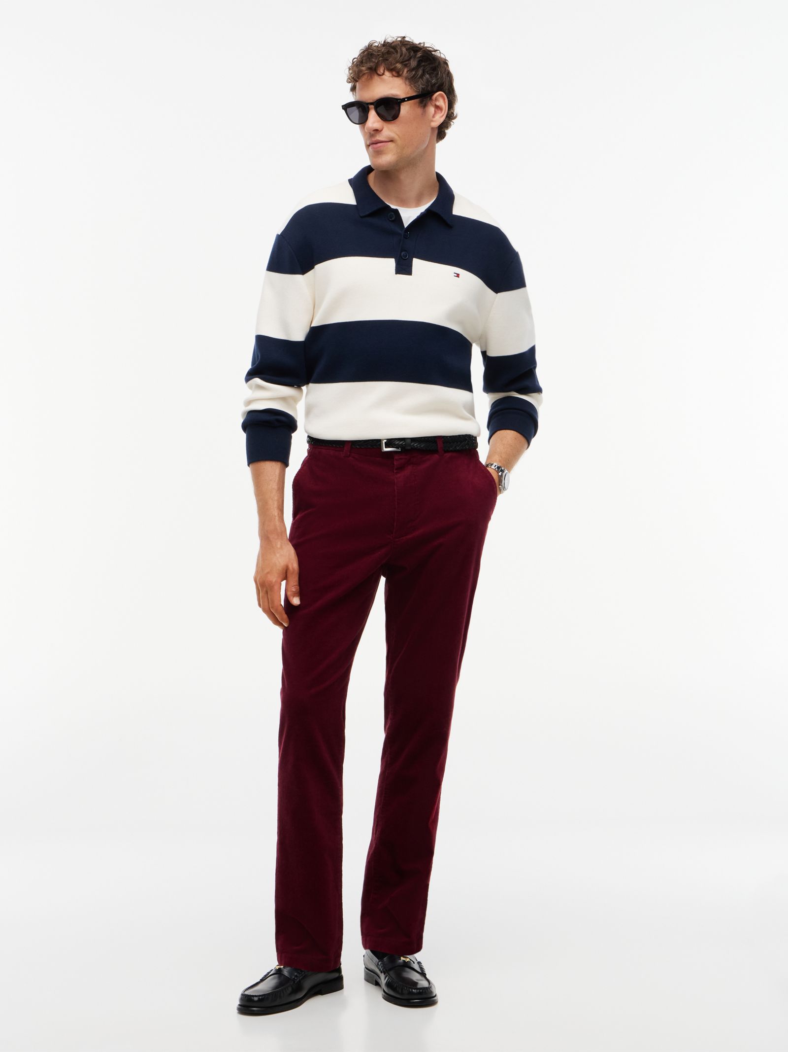 Tommy Hilfiger Denton Slim Straight Chino van fijne corduroy in rood