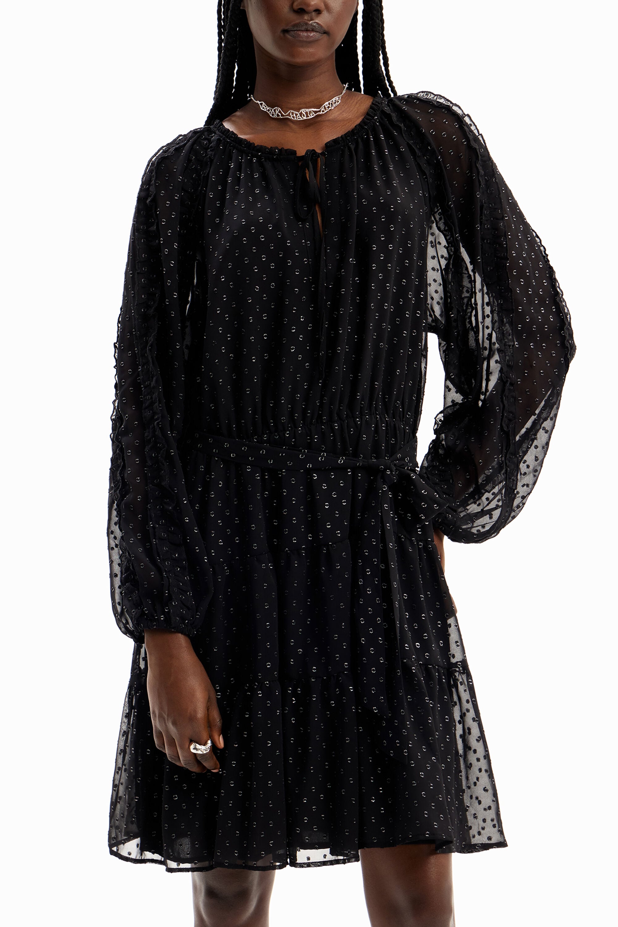 Desigual Korte jurk chiffon plumetis