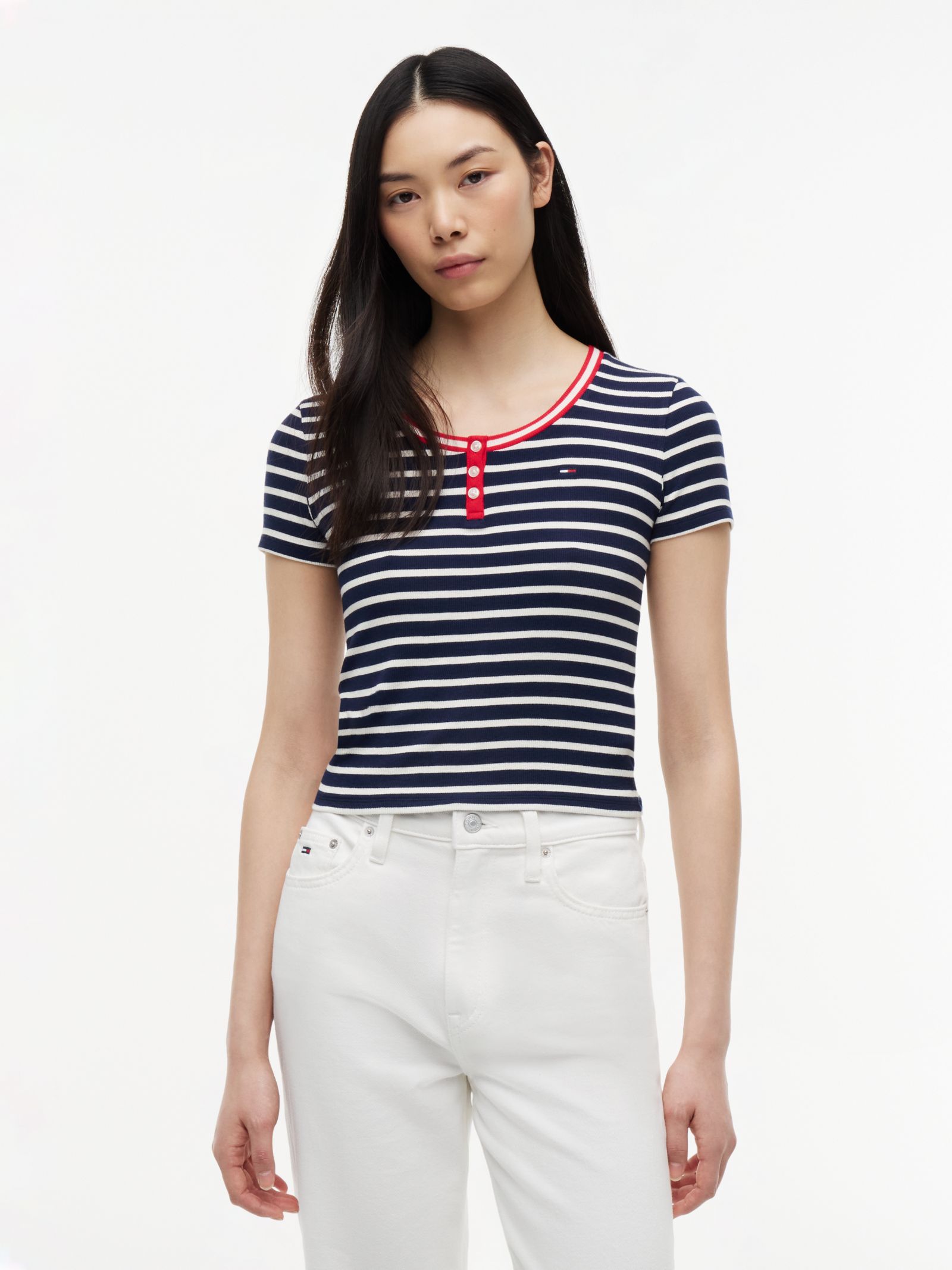 Tommy Jeans Slim Fit Henley T-shirt in marine