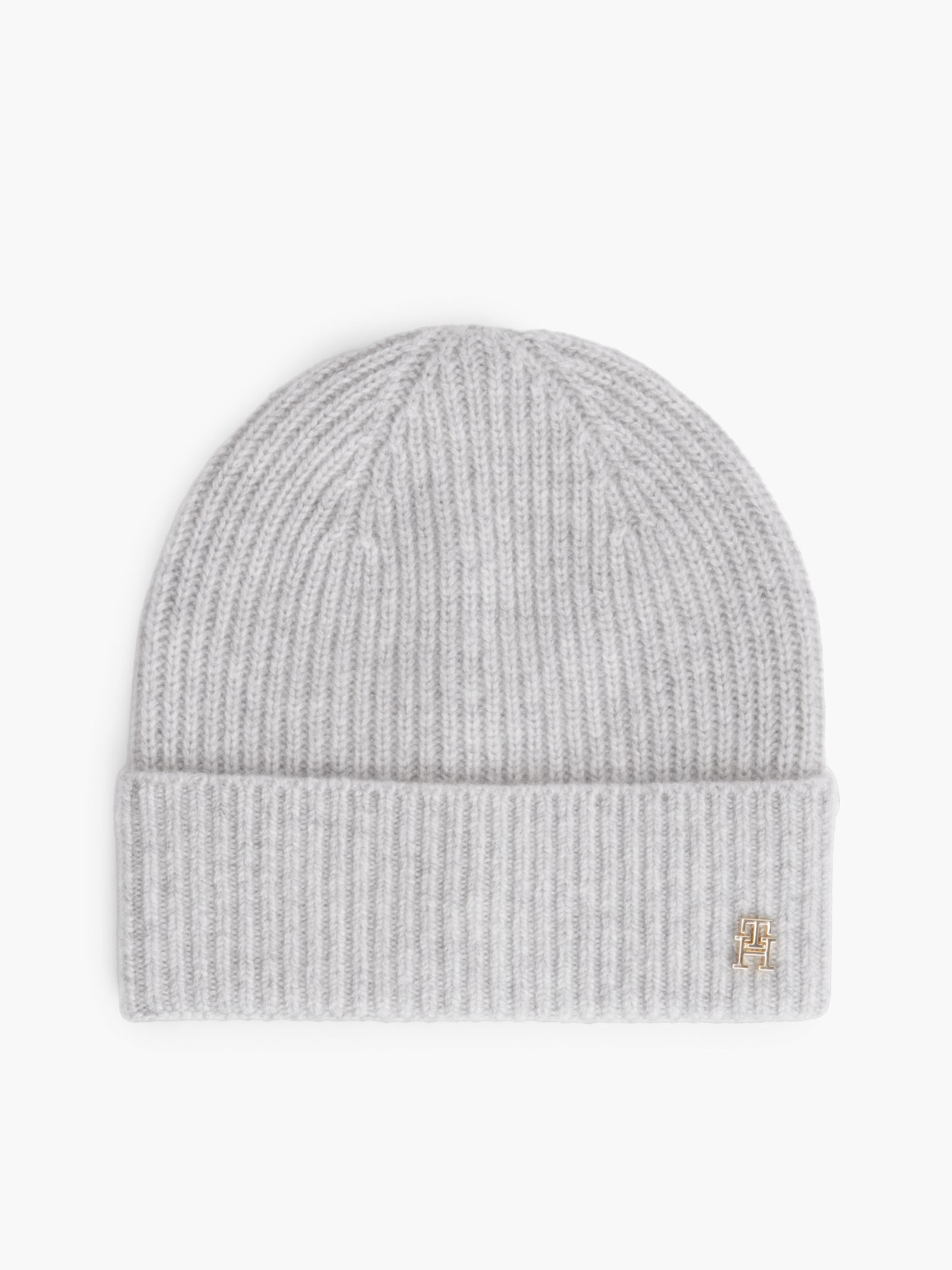 Tommy Hilfiger Beanie van zuivere kasjmier met metalen TH monogram in grijs
