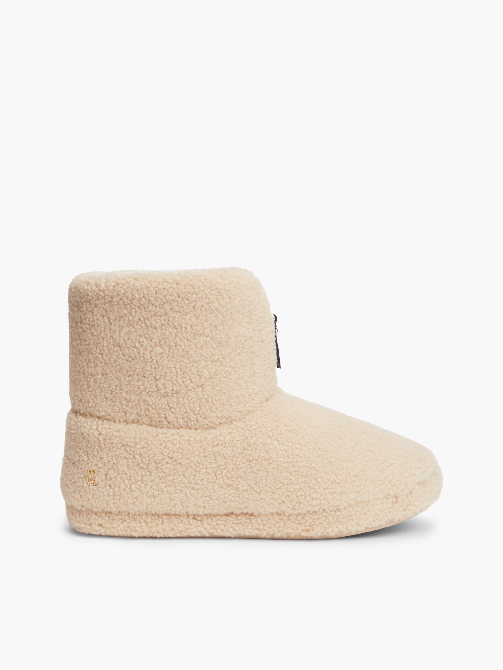 Tommy Hilfiger Slipper laars van imitatiebont met Signature Tape in beige