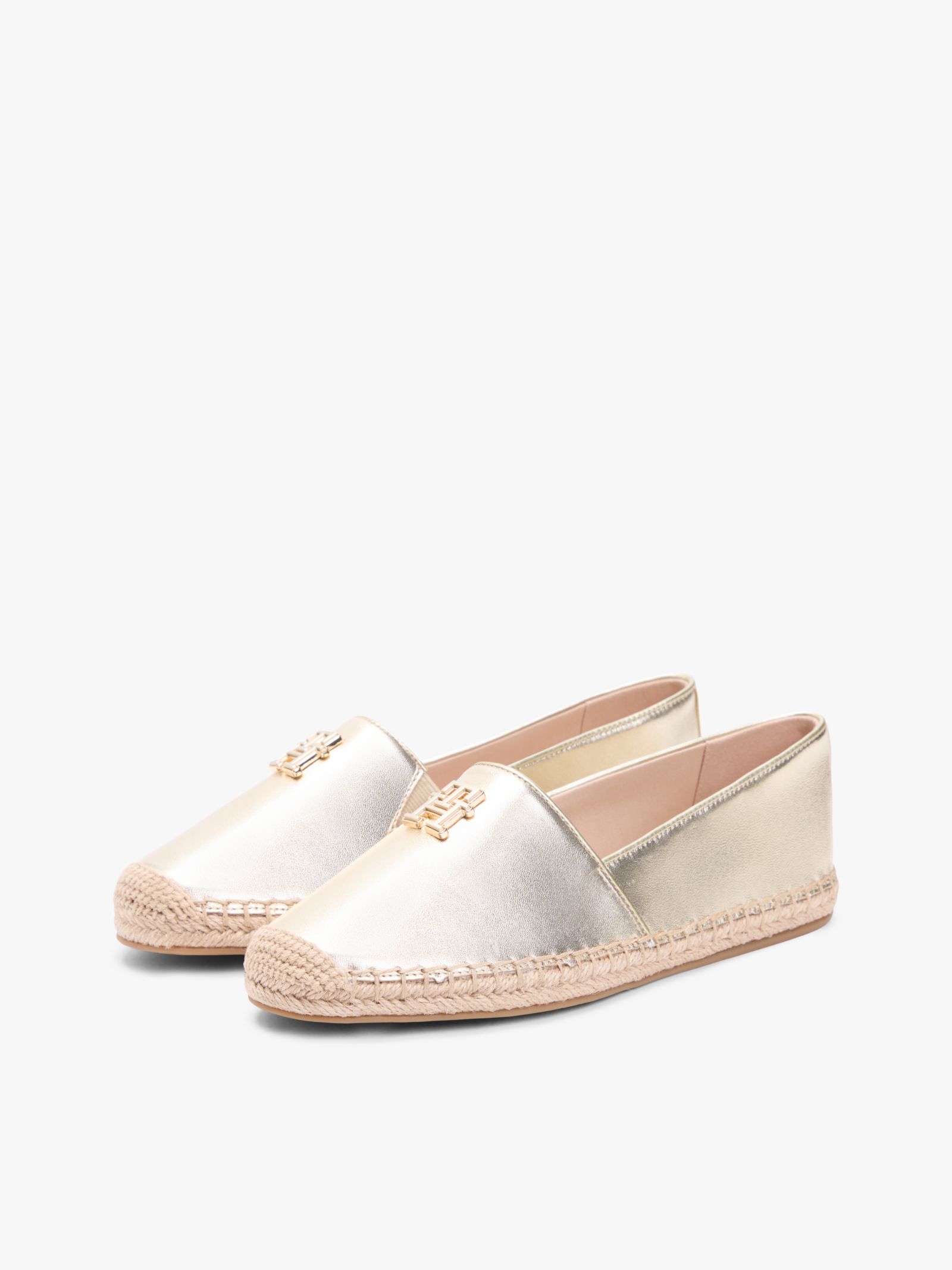 Tommy Hilfiger Espadrille van metallic leer met TH monogram