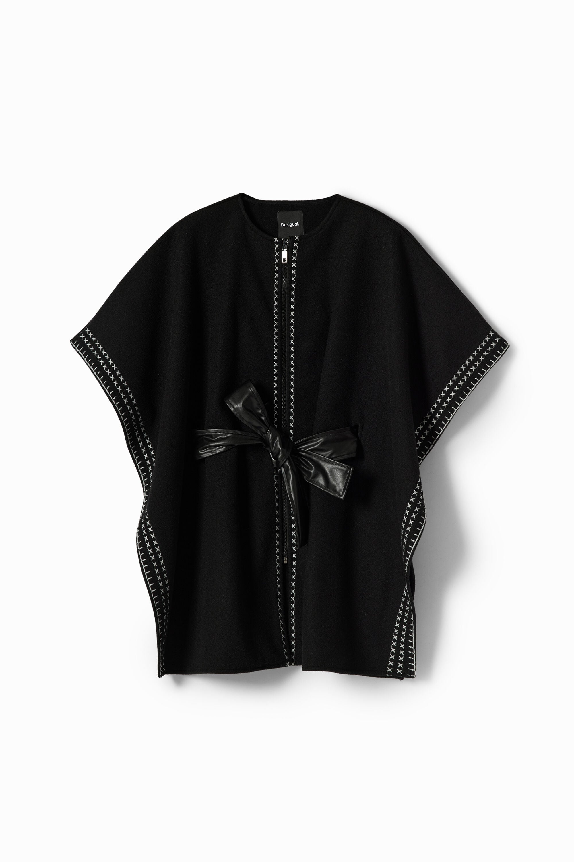 Desigual Geborduurde poncho met riem