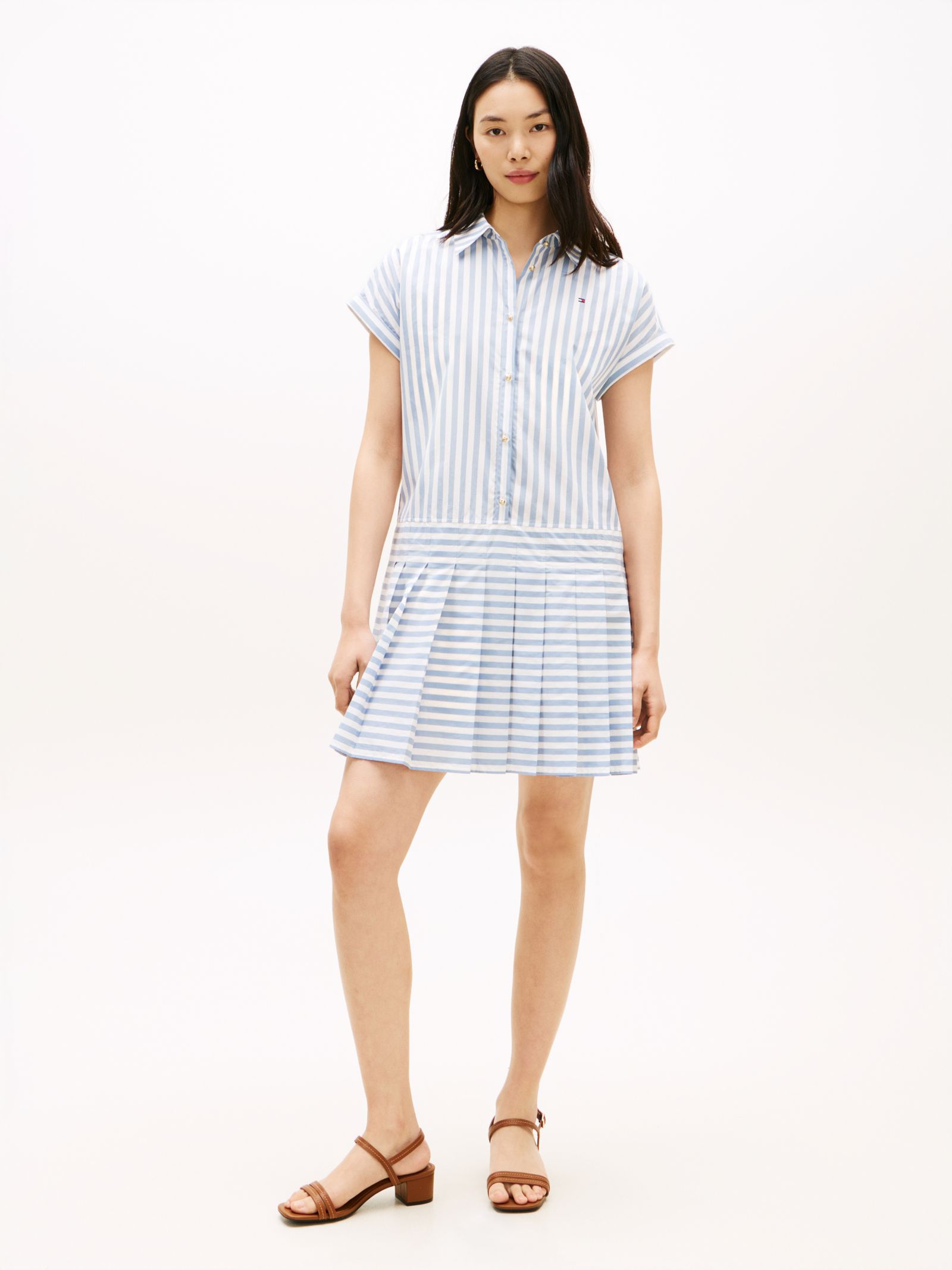 Tommy Hilfiger Relaxed mini overhemdjurk met knopen