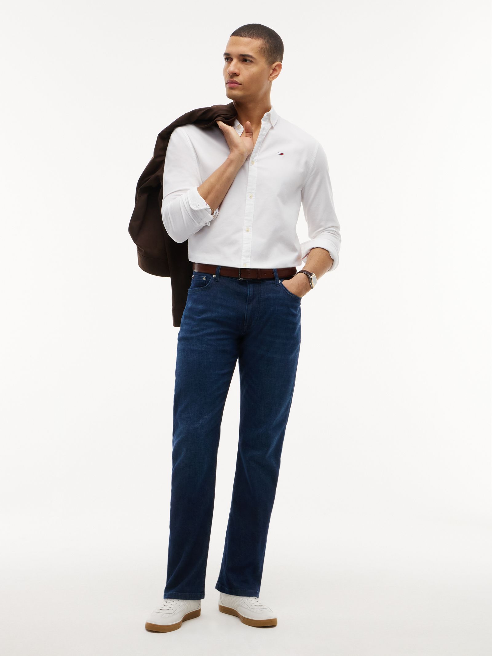 Tommy Hilfiger Denton Slim Straight Jeans met Fading in marine