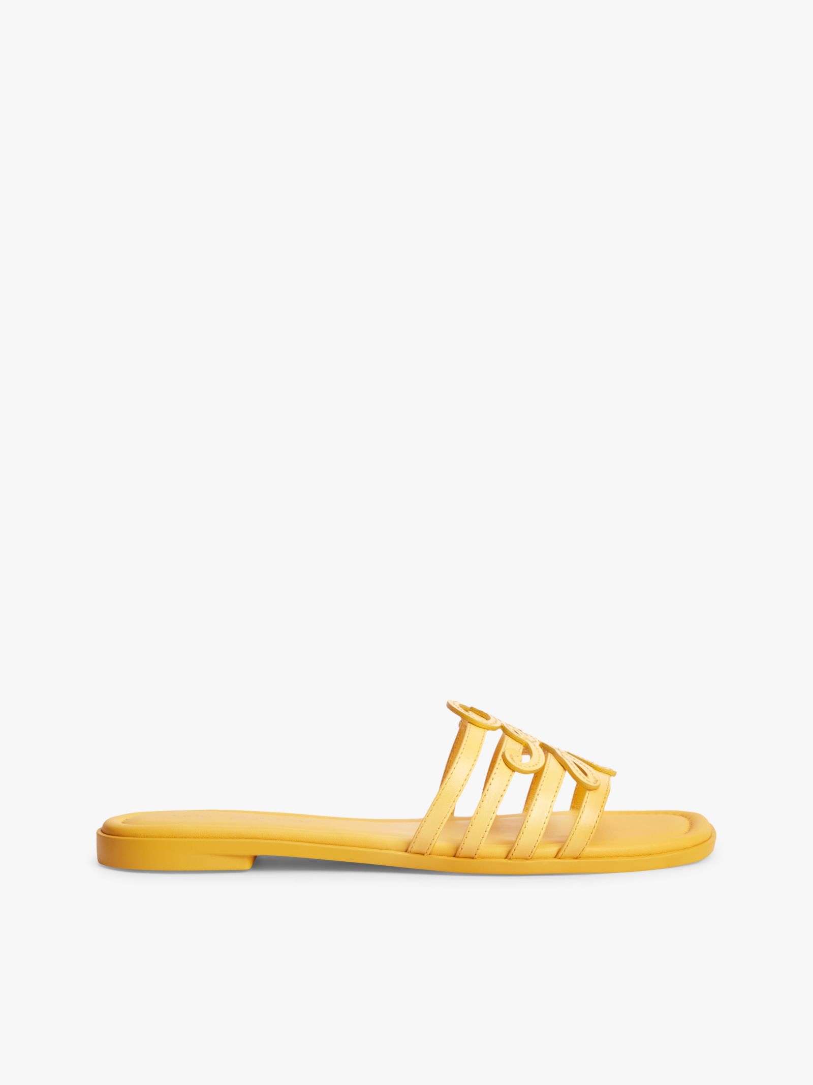 Tommy Hilfiger Leren muiltje met logo op de bandjes in geel