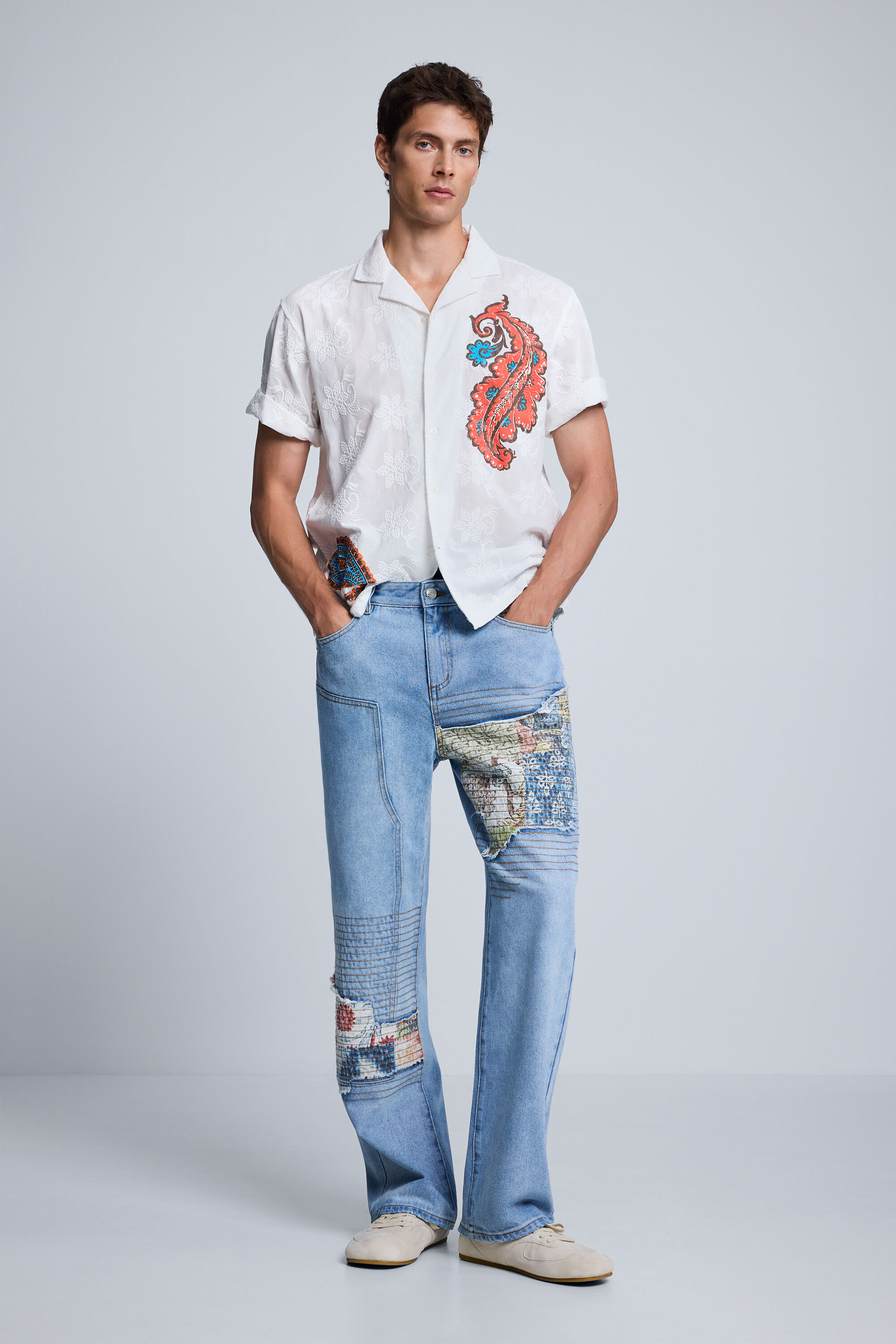 Desigual bedrukte rechte spijkerbroek for men