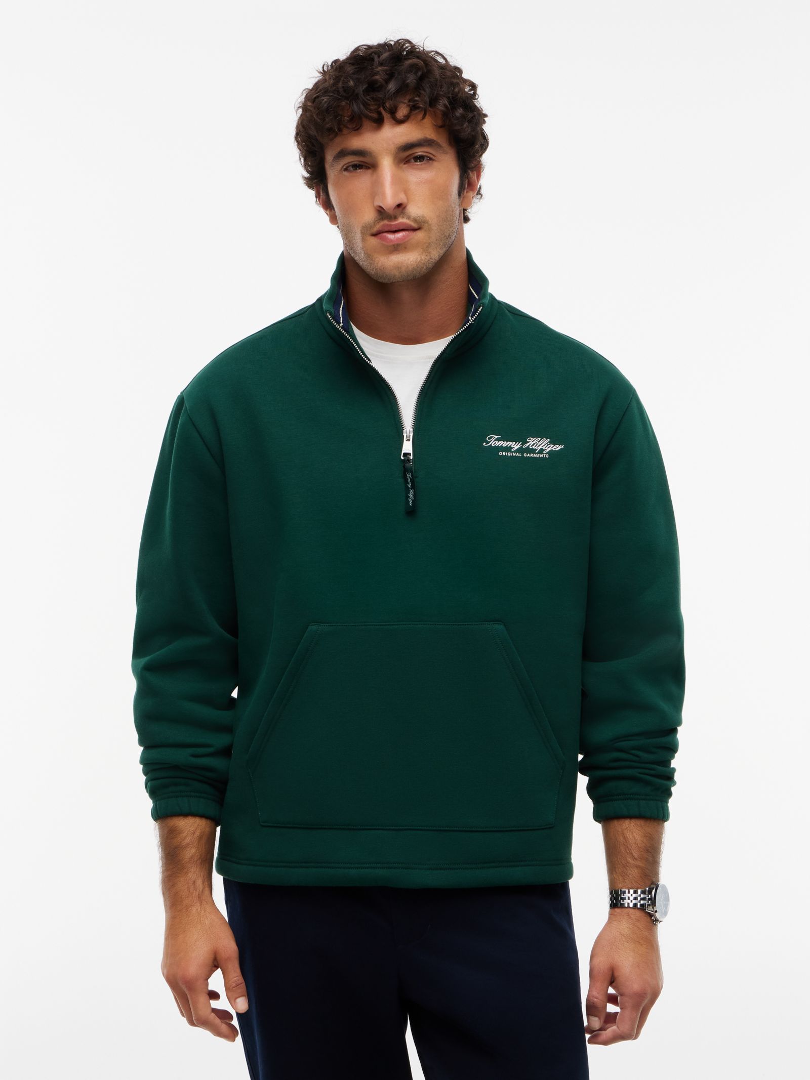Tommy Hilfiger Relaxed fit sweatshirt met 1 4 rits en trekkoordzoom