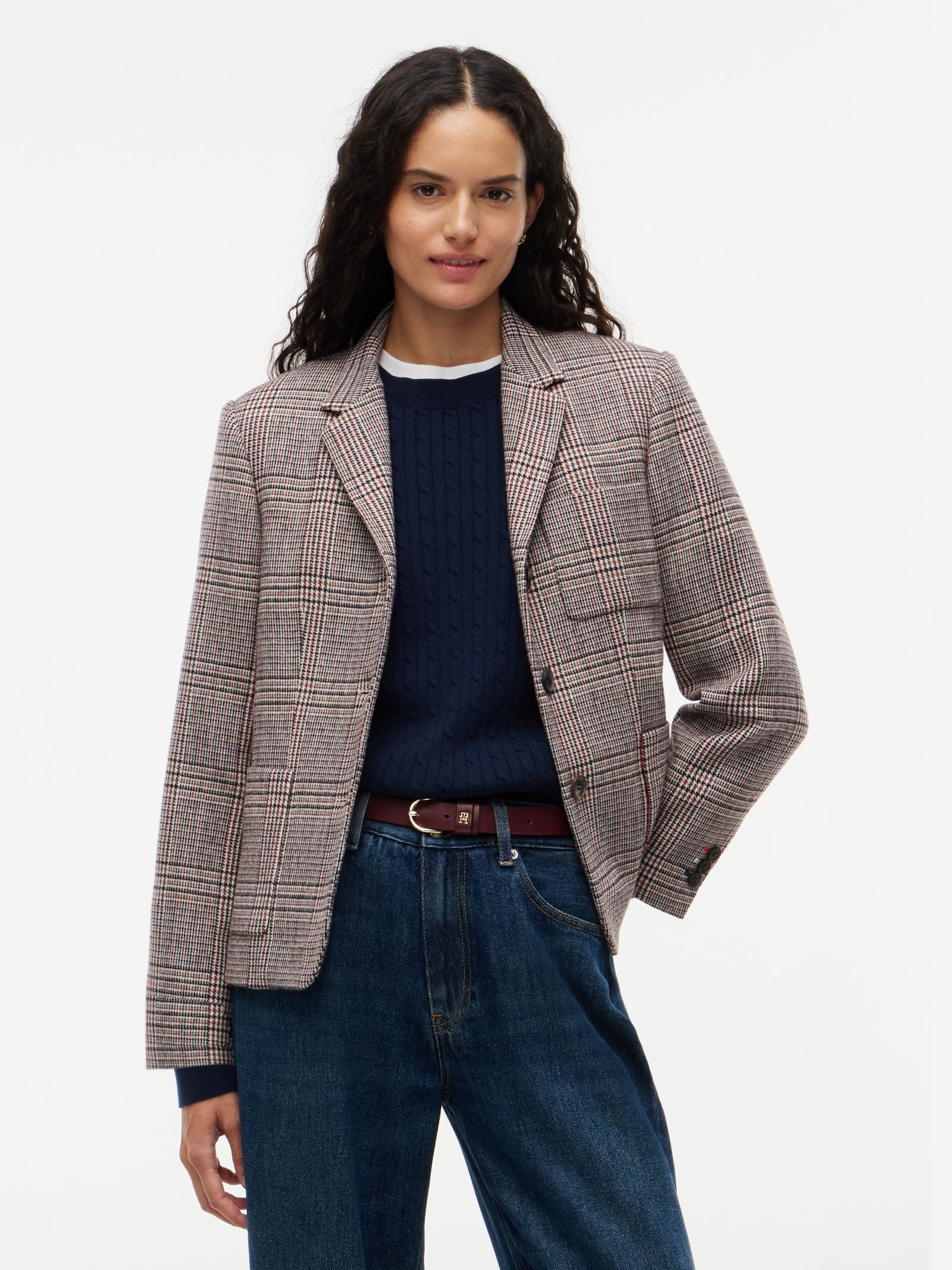 Tommy Hilfiger Regular fit blazer van wolmix met ruit