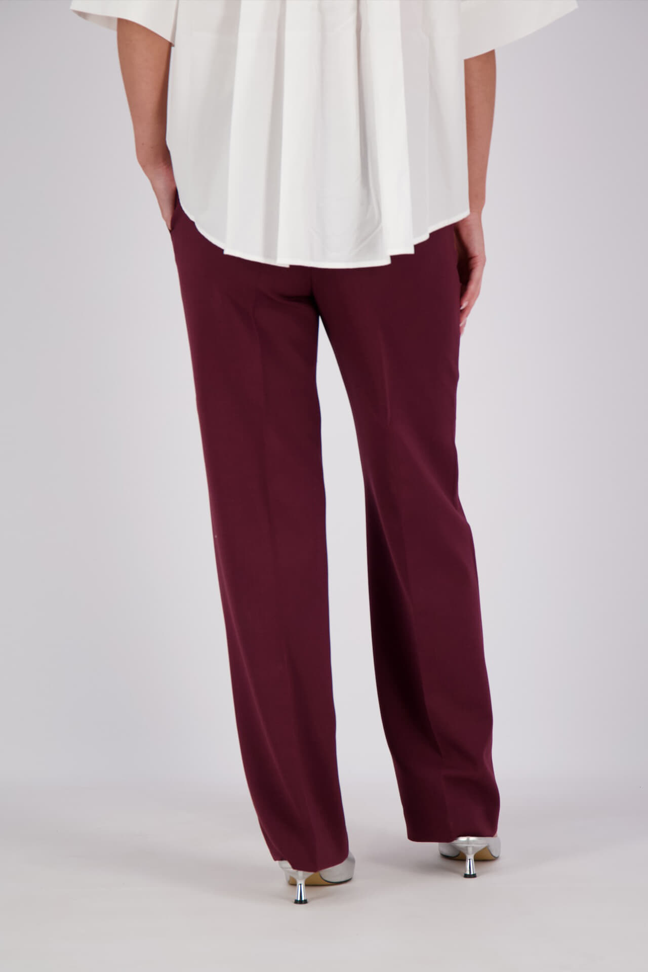 Selected Femme Pantalon Rita Wide Bordeaux Rood dames