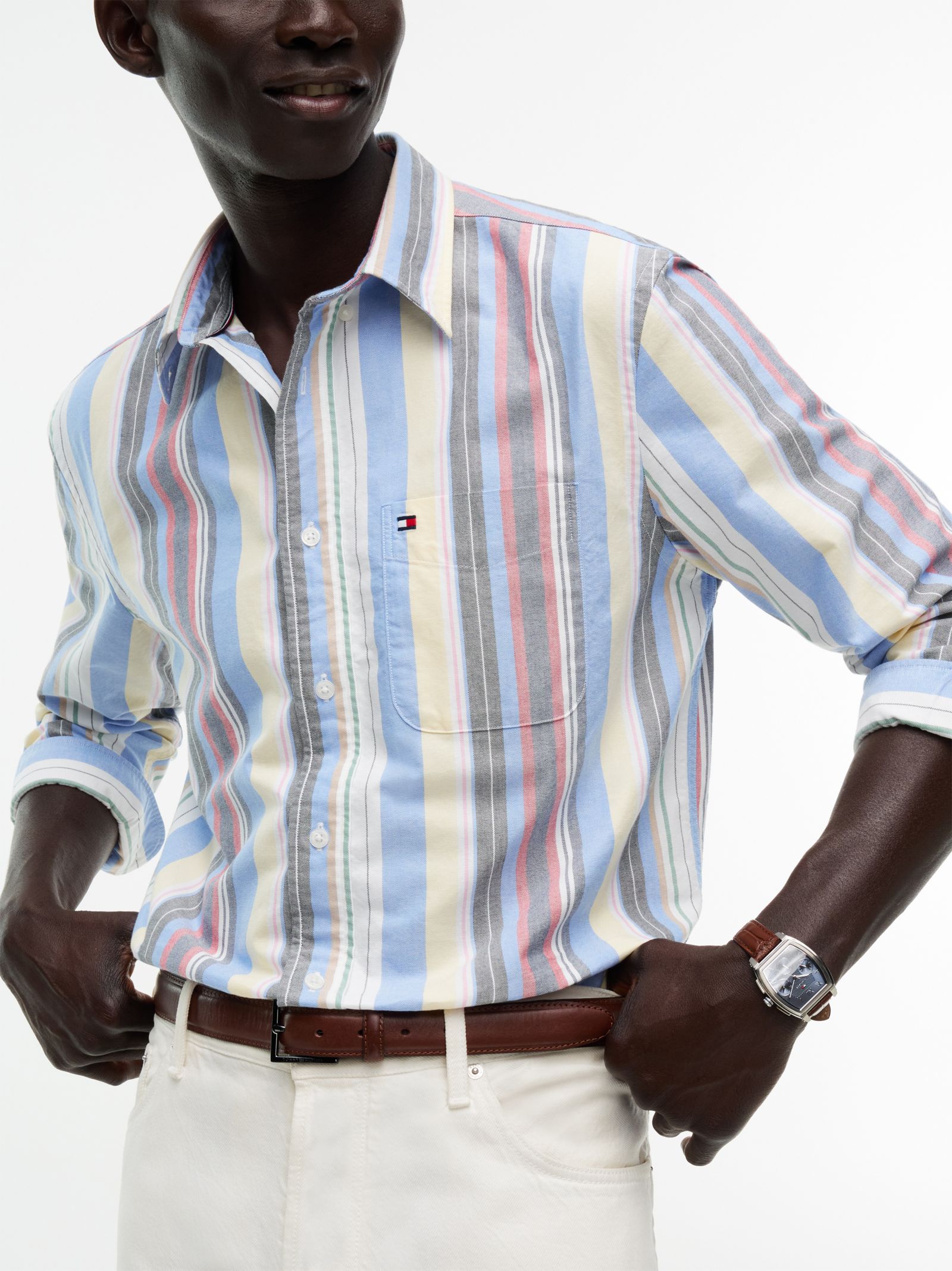Tommy Hilfiger Relaxed fit Oxford overhemd met gemengde streep
