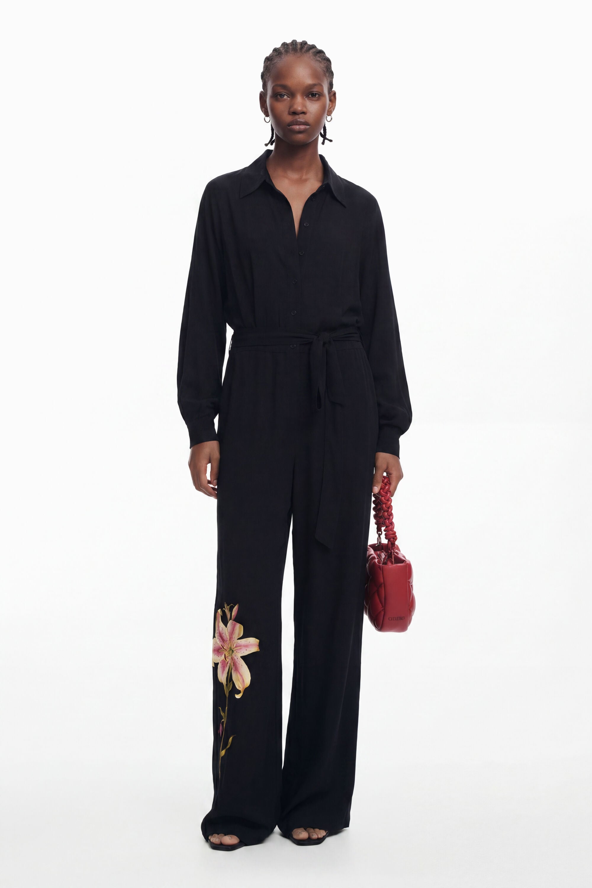 Desigual Jumpsuit met riem en lelie