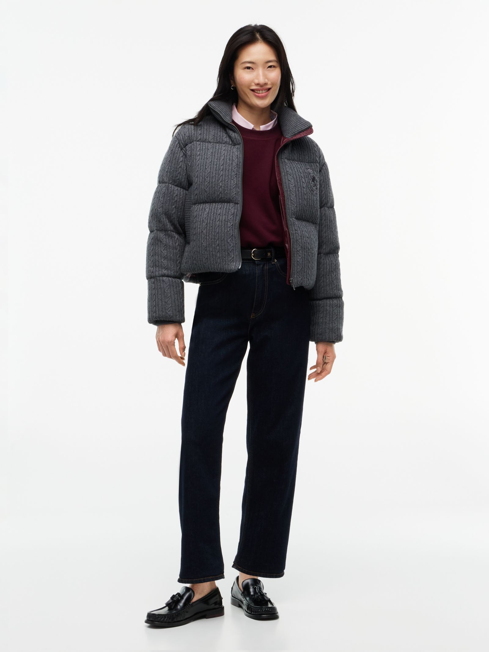 Tommy Hilfiger Kabelgebreid donsjack van wolmix