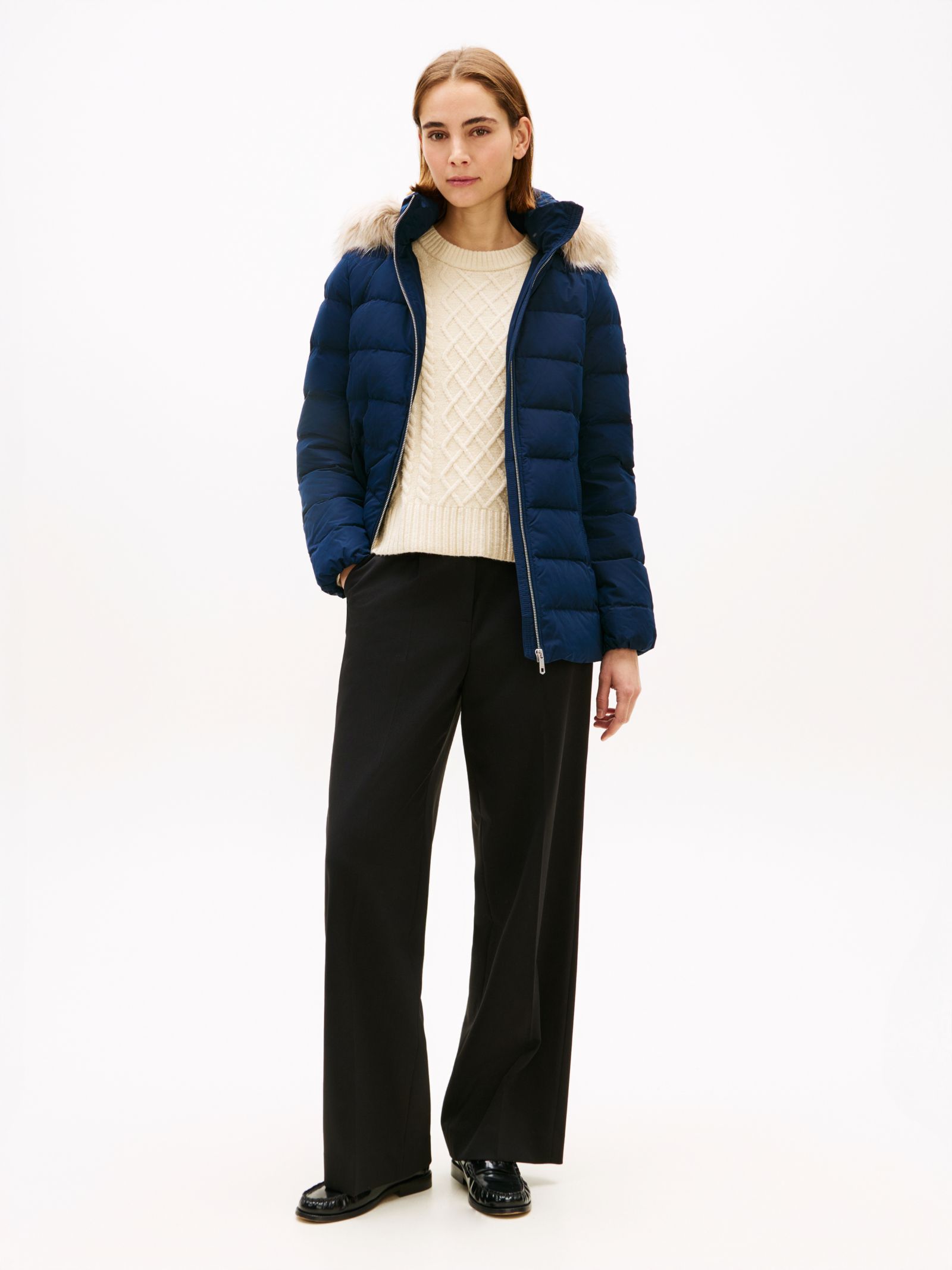 Tommy Hilfiger Pufferjack met donsvulling en capuchon in marine