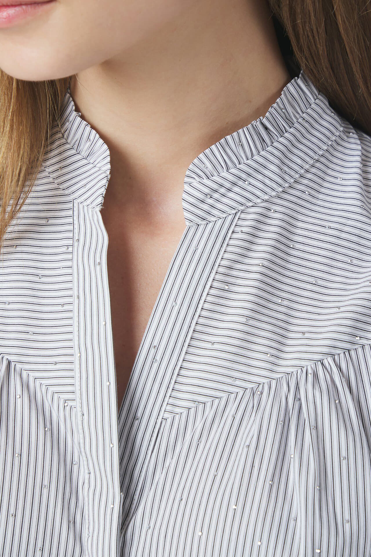 Neo Noir Blouse Astrida Stripe Stone Wit dames