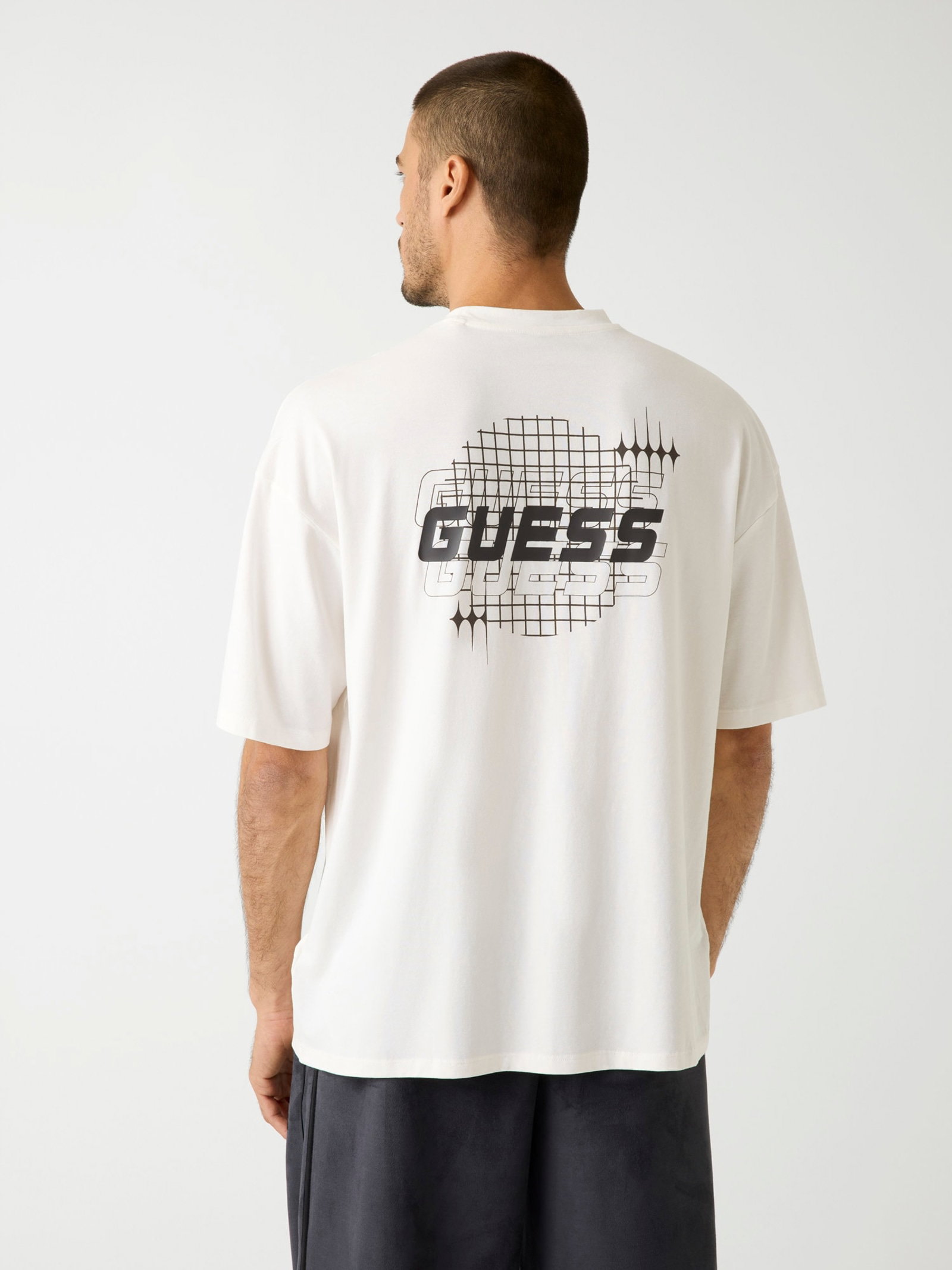 Guess T-Shirt Met Geprint Logo in wit