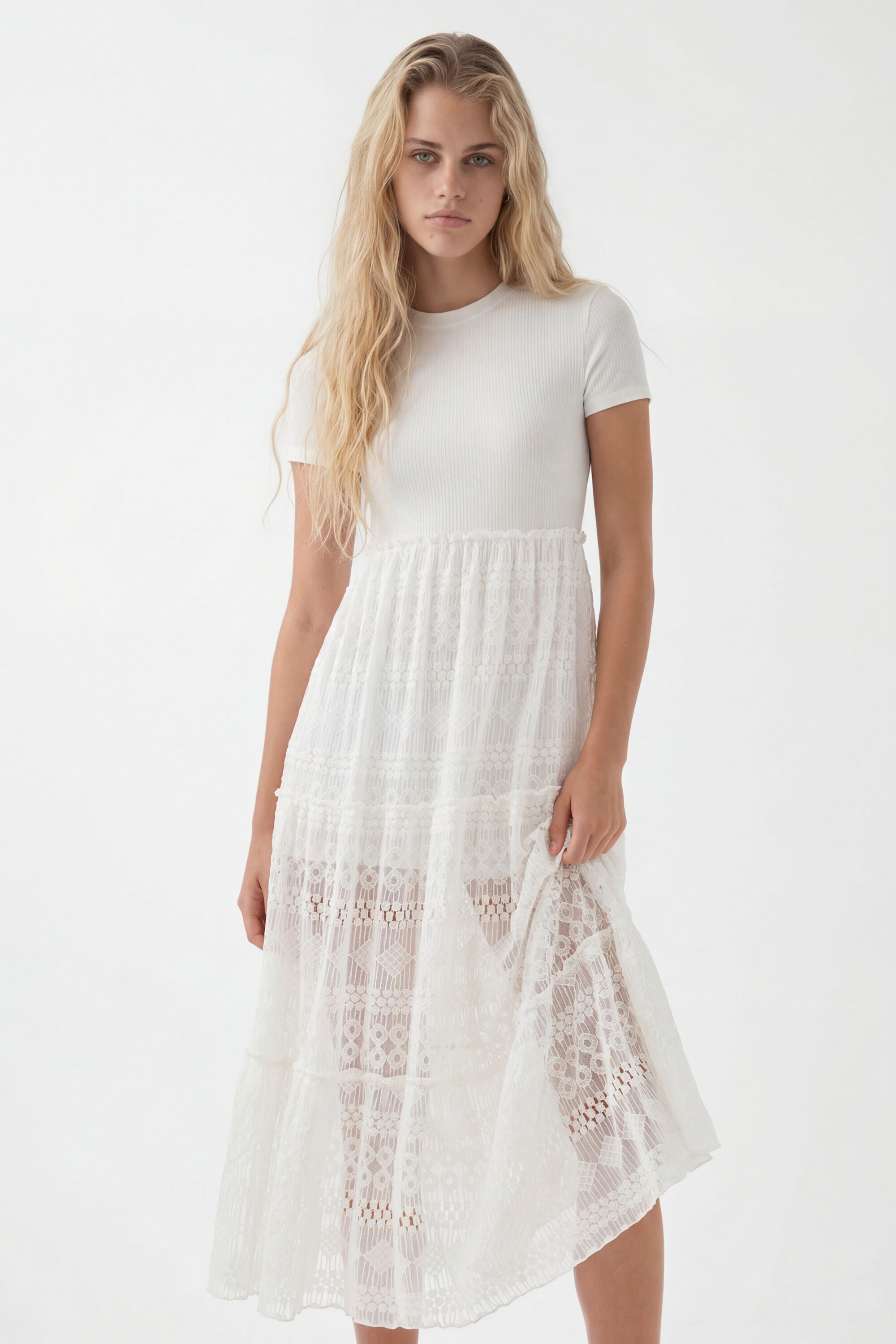 Desigual Gecombineerde tulen midi-jurk