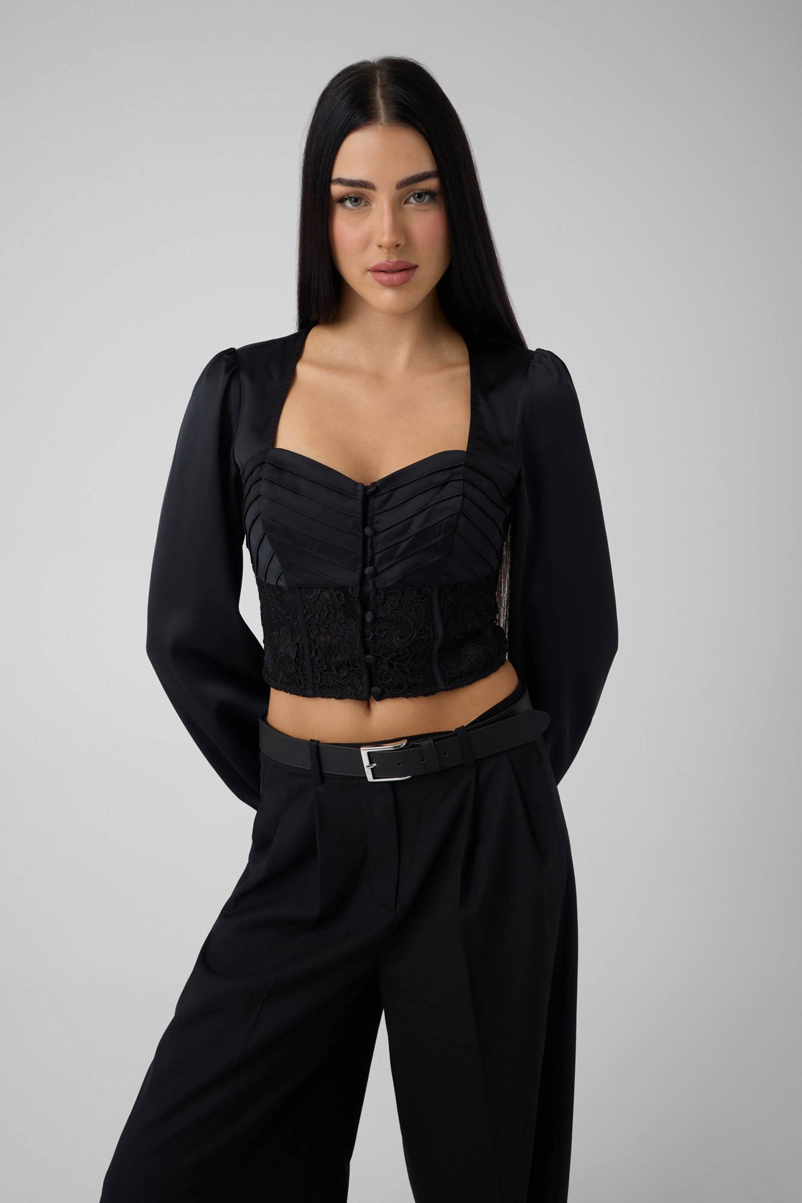 Guess Top Van Kant in zwart