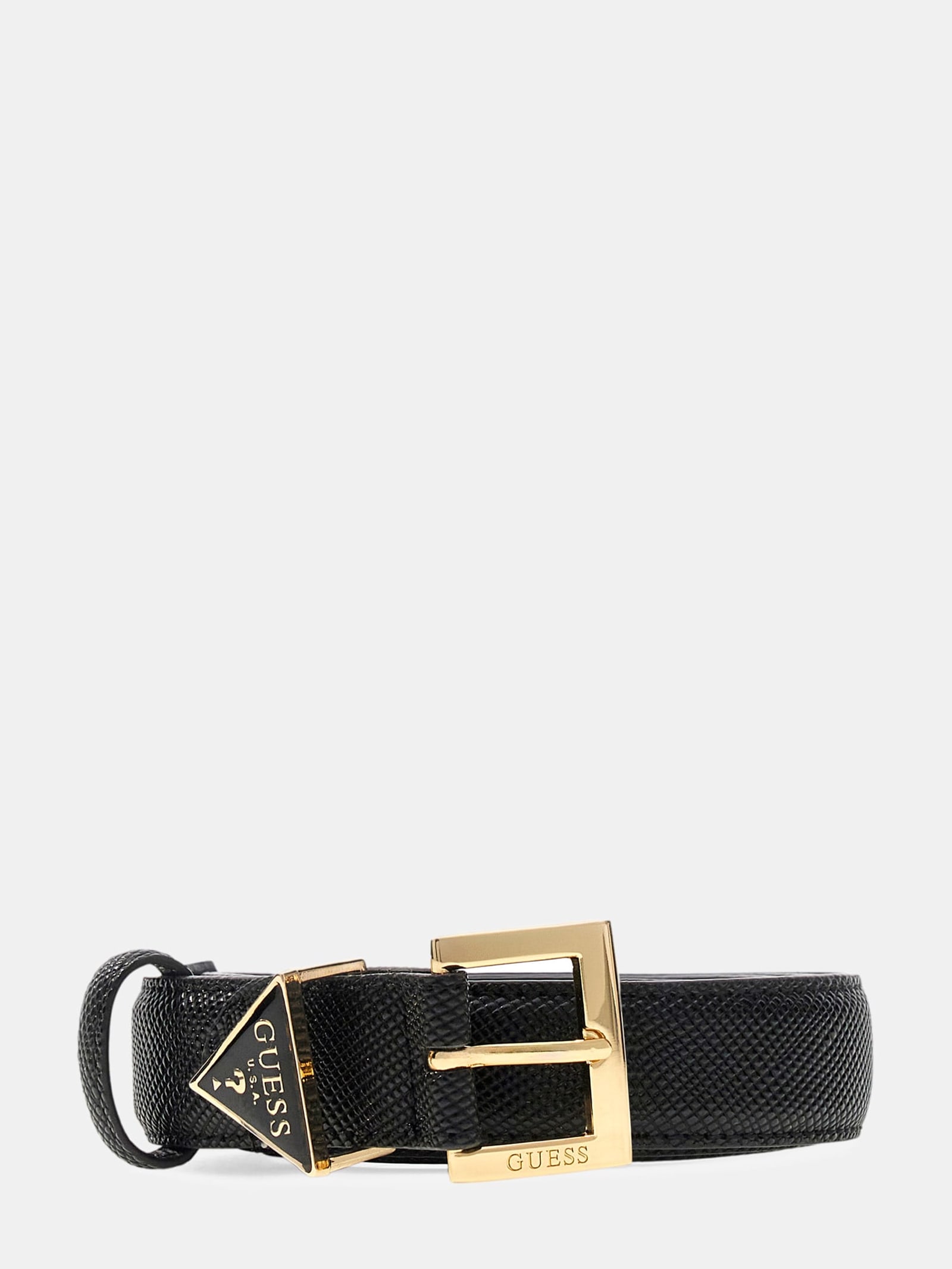 Guess Noelle Driehoek Logo Riem in zwart